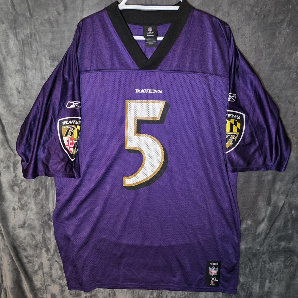 Reebok Baltimore Ravens #5 Joe Flacco Purple Men’s Football Jersey